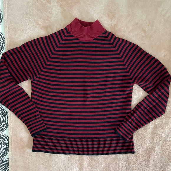 Everlane Sweaters - Everlane Striped Cotton Mock Neck Sweater